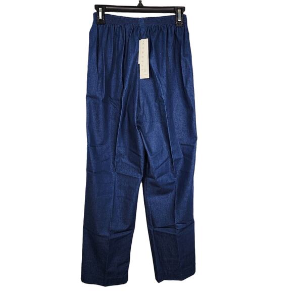 Alfred Dunner Womens Trouser Pants Size 8 Blue High Rise Pull On Straight Leg - Picture 2 of 8